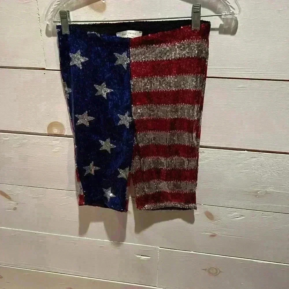 Bear Dance patriotic American flag sequin shorts, Fourth of July, size small